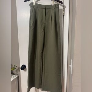 Abercrombie & Fitch Sloane Tailored Wide Leg Trouser - Olive Green